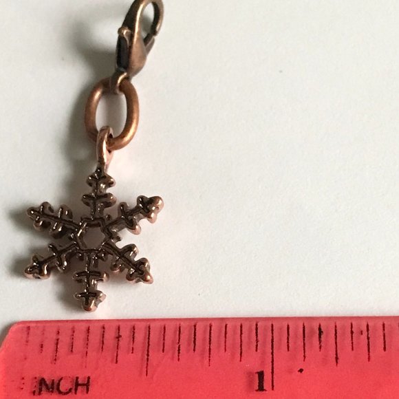 Snowflake Charm for Bracelet Zipper Pull Backpack Purse Charm Copper Tone - Picture 8 of 11